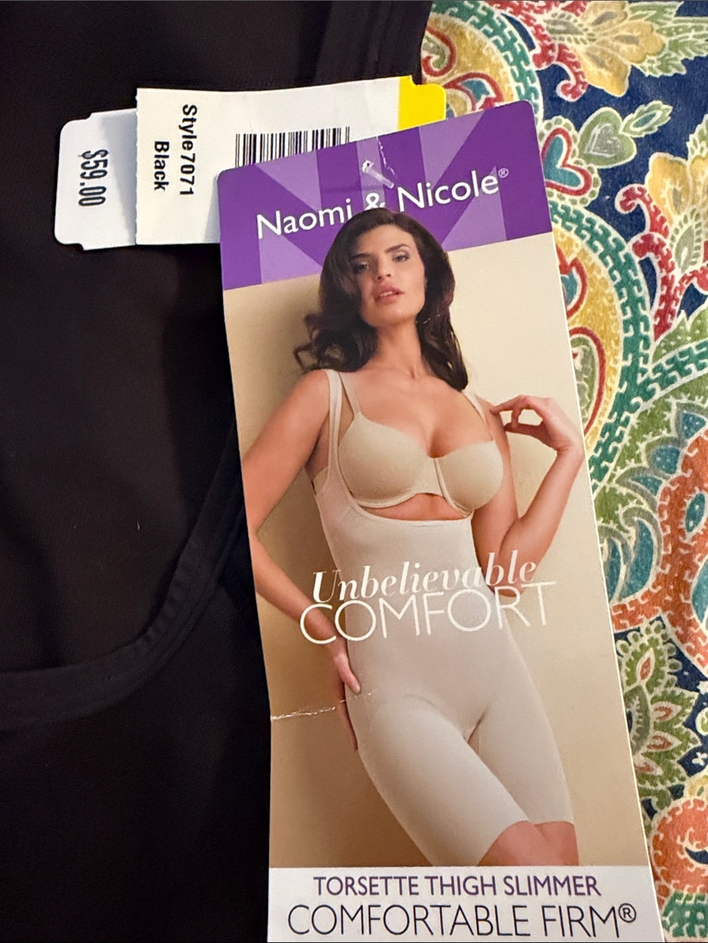 Black Open Bust Thigh Slimmer M - Comfortable Firm